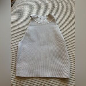 Aritzia Cream Sleeveless Ribbed Top